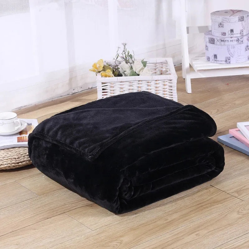 Soft Sofa Cover Bedspread Blue Black Coral Fleece Plush Blankets For Beds