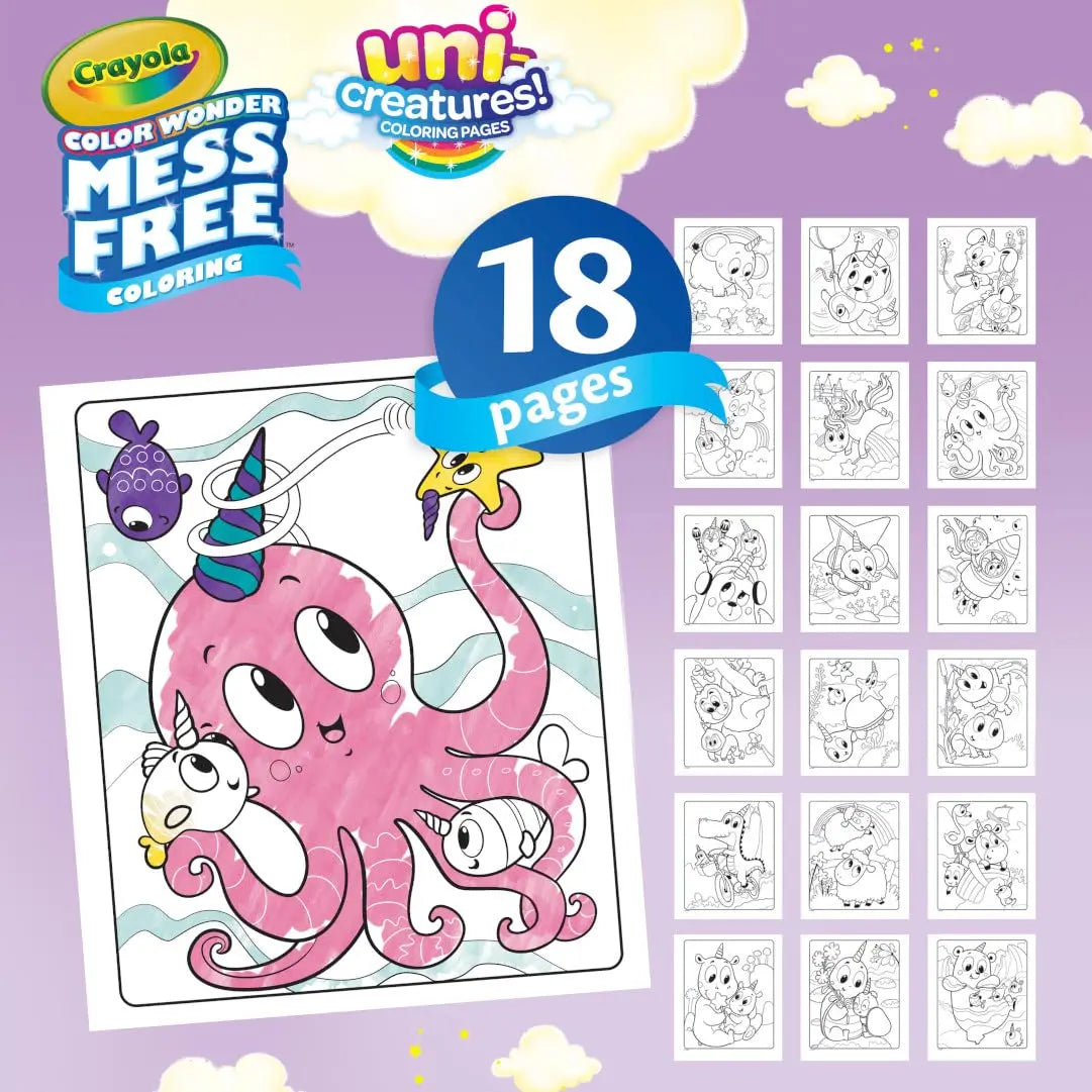 Crayola Color Wonder Unicreatures, Unicorn Mess Free Coloring Pages & Markers, Gift for Kids