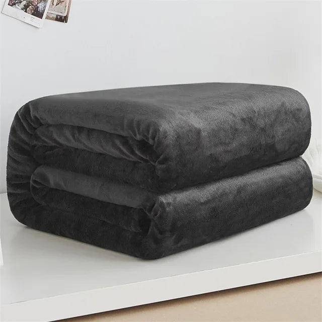 Soft Sofa Cover Bedspread Blue Black Coral Fleece Plush Blankets For Beds