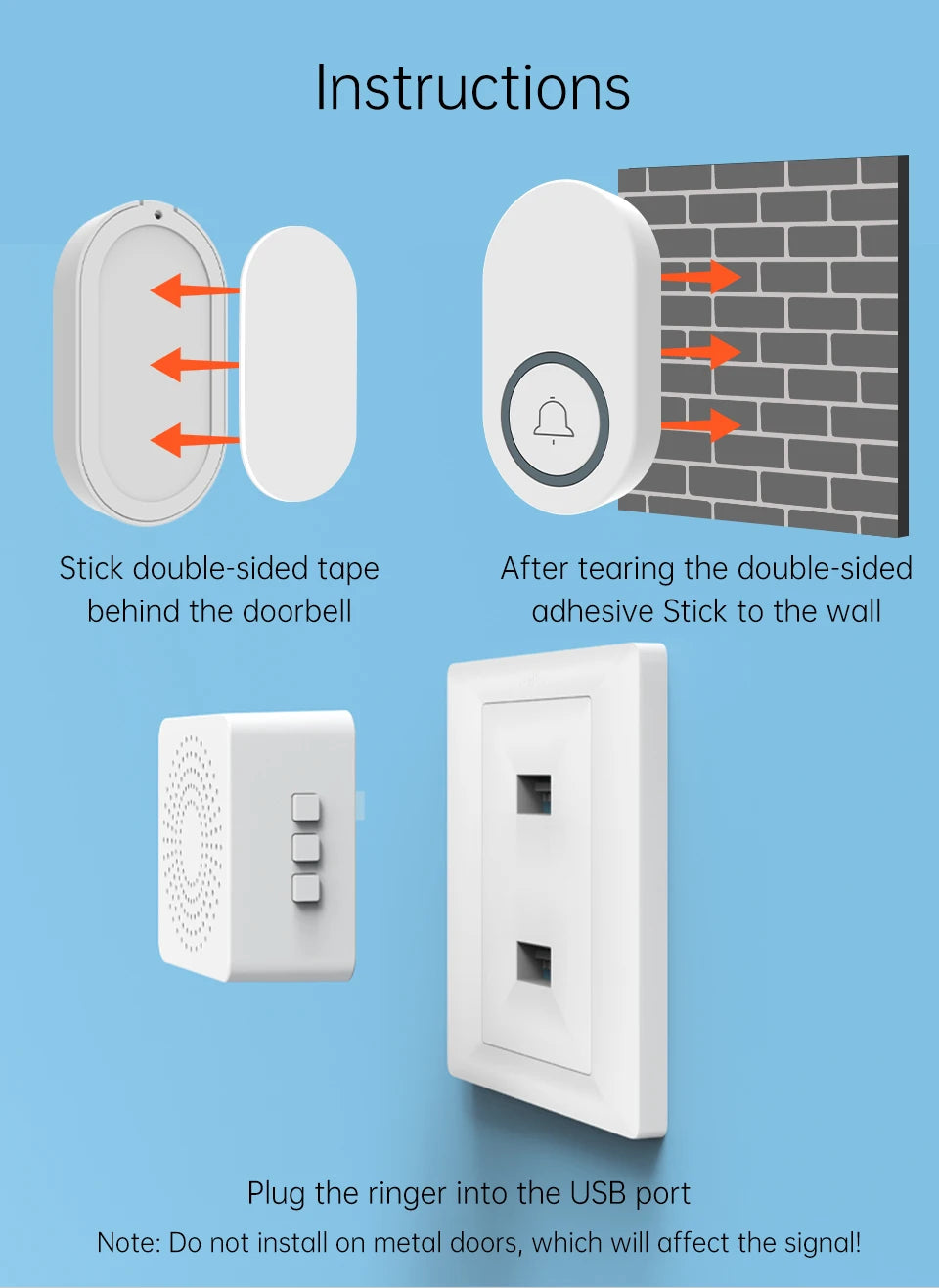 Outdoor Wireless Doorbell Waterproof