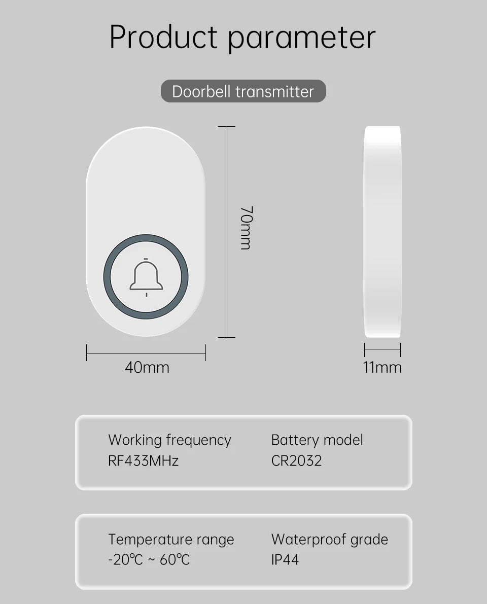 Outdoor Wireless Doorbell Waterproof