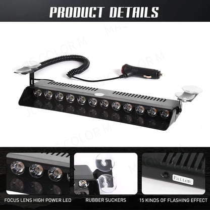 12 LED Car Strobe Light Flash Warning Signal  Waterproof