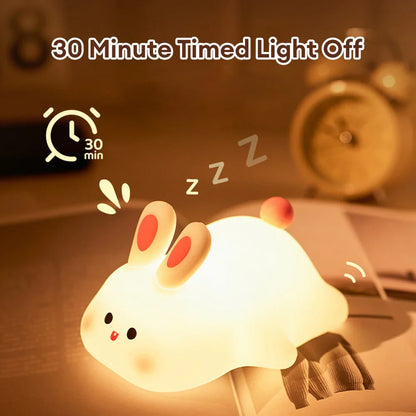 Cute Rabbit Silicone Night Lamp Touch Sensor Big Face Rabbit Pat Night